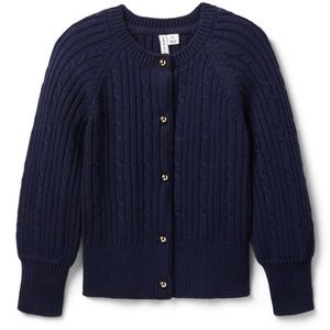 Cable Knit Cardigan in Merchant Marine